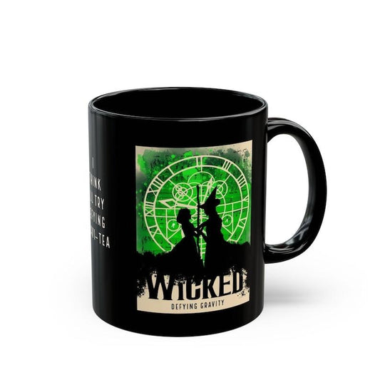 Wicked Musical Mug, Broadway Show Coffee Cup, Theatre Lover Gift, Unique 11oz, 15oz Black Ceramic Tea Mug, Best Present for Singer, Actor,