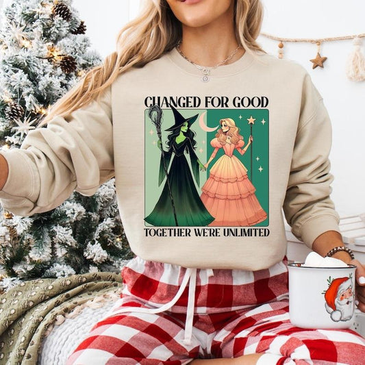 Wicked The Musical Sweatshirt, Magic Wand and Broomstick Design