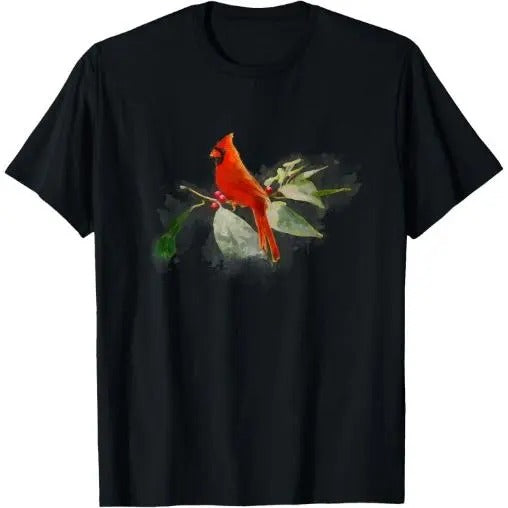 Wild Red Cardinal Bird T-Shirt Made in USA
