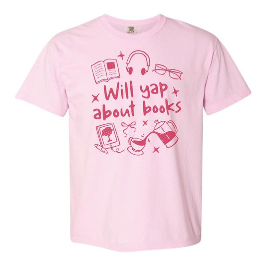 Will Yap About Books Shirt, Gift for Book Lover, Professional Yapper shirt, Funny Book Lover Tee, Aesthetic Reading Shirt, Cute Literary Gift