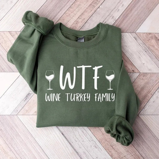 Wine Turkey Family Sweatshirt, Fall Thanksgiving Sweatshirt, Funny Thanksgiving Sweatshirt, Thanksgiving Outfit, Fall Shirt, Turkey Shirt, Fall Autumn Graphic Tee