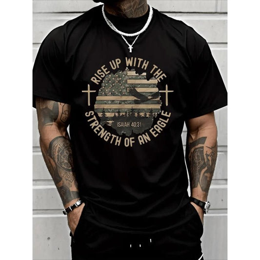 Wings Like Eagles Lsaiah 40:31 Christian Bible Verse PremiumT-Shirt Heavy Cotton T Shirt Made in USA