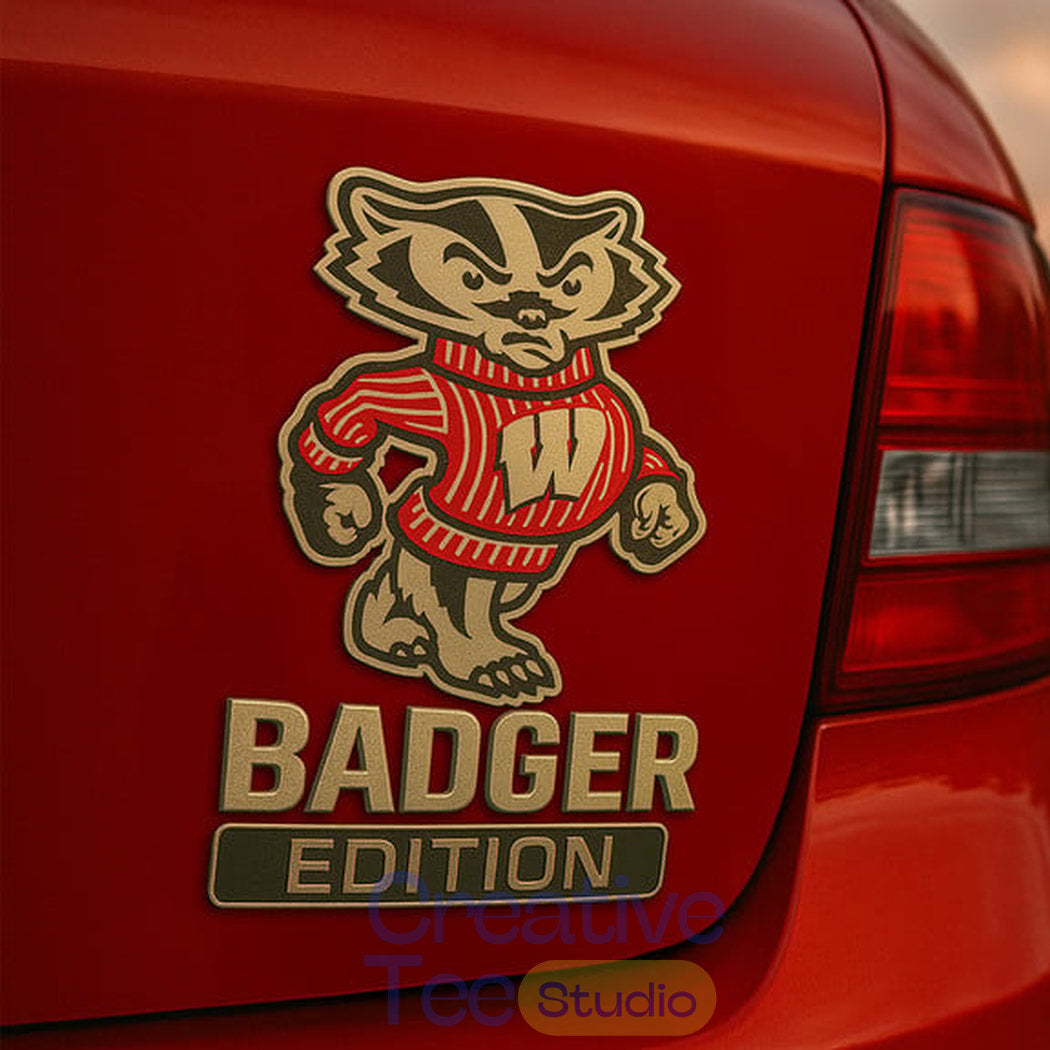 Wisconsin Badgers Custom Car Name Badge