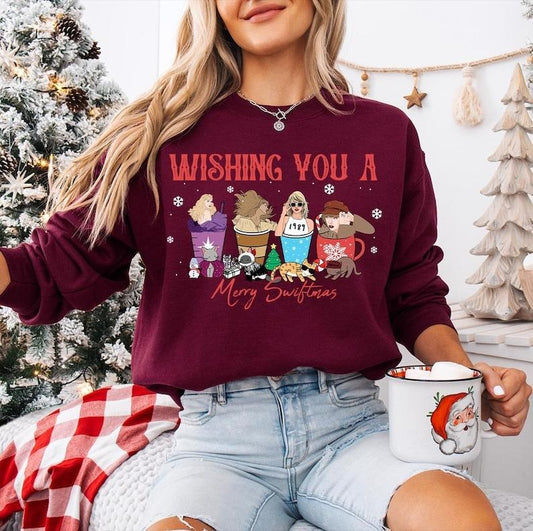 Wishing You a Merry Christmas , Xmas Sweatshirt, Music Fan Christmas Gift