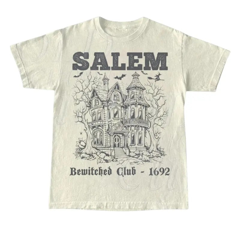 Witch Club Est. 1692 Vintage Shirt, Retro Salem Halloween Witches Gothic T Shirt, Dark Art Fall Tee, Halloween Gifts, Cozy Warm Shirts, Tee Menswear Top Underwear Streetwear