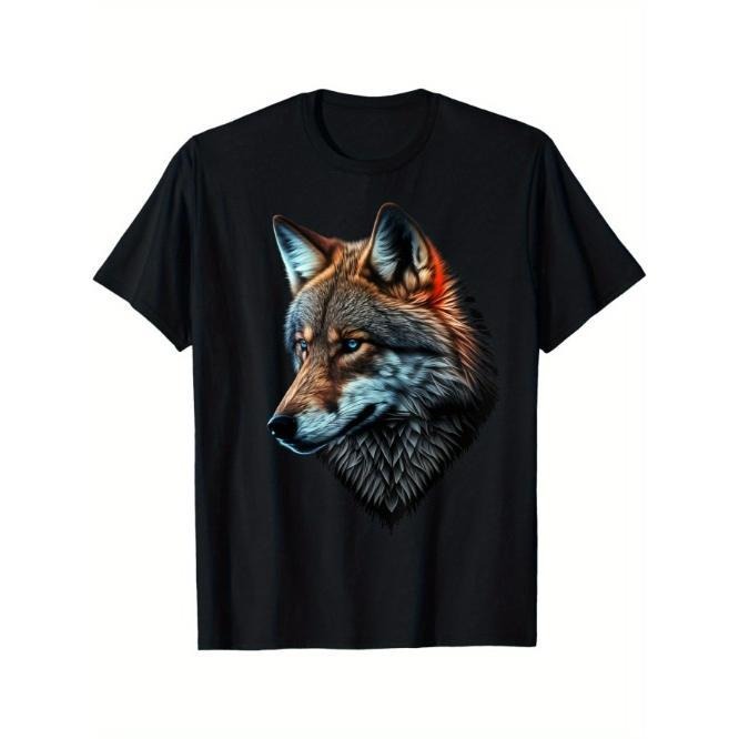 Wolf Portrait Blue eyes animal print Art Wolf T-shirt, street Made in USA