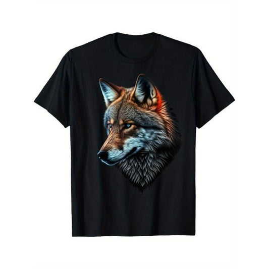 Wolf Portrait Blue eyes animal print Art Wolf T-shirt, street Made in USA