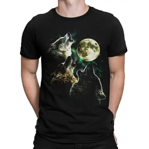 Wolves Howling at the Moon T-Shirt, Men Made in USA