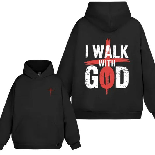 I Walk With God 2 Sided Hoodie/Sweatshirt(No Hood)/T-Shirt, For Men/Women - Unisex Style, 100% Cotton, Pullover unisex hoodie