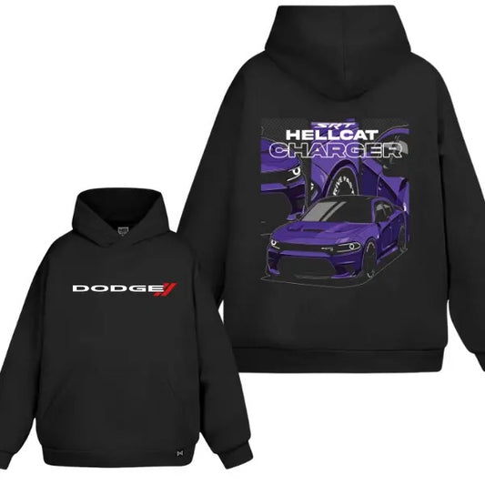 D0dge Hellcat Charger 2 Sided Hoodie/Sweatshirt(No Hood)/T-Shirt, For Men/Women - Unisex Style, 100% Cotton, Pullover unisex hoodie
