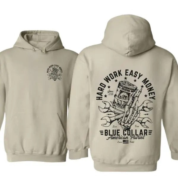 Hard Work Easy Money 2 Sided Hoodie/Sweatshirt(No Hood)/T-Shirt, For Men/Women - Unisex Style, 100% Cotton, Pullover unisex hoodie