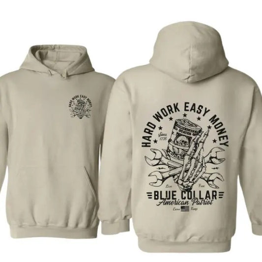 Hard Work Easy Money 2 Sided Hoodie/Sweatshirt(No Hood)/T-Shirt, For Men/Women - Unisex Style, 100% Cotton, Pullover unisex hoodie