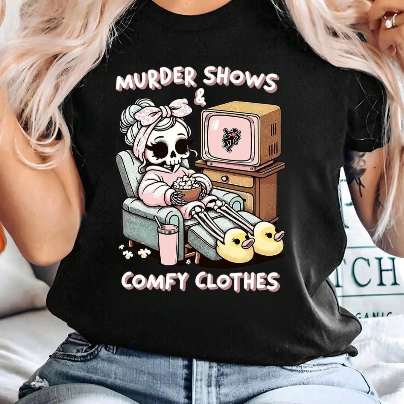 Women's Cartoon Skeleton Print Round Neck Graphic Tee, Vintage Trendy Casual Short Sleeve T-shirt for Daily Wear, Ladies Summer Outfit