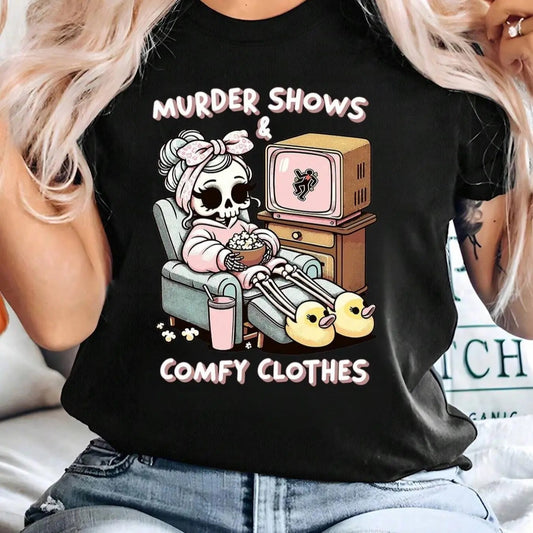 Women's Cartoon Skeleton Print Round Neck Graphic Tee, Vintage Trendy Casual Short Sleeve T-shirt for Daily Wear, Ladies Summer Outfit