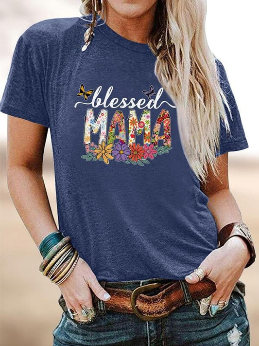 Women's Floral & Letter Print Round Neck Tee, Fashion Casual Crew Neck T-Shirt for Daily Holiday Vacation Outdoor Wear, Ladies Clothes for All Seasons, Top