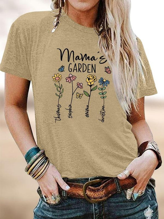 Women's Floral & Letter Print Round Neck Tee, Vintage Trendy Casual Short Sleeve T-shirt for Daily Wear, Ladies All Seasons Outfit, Top