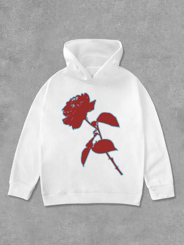 Women's Floral Print Hoodie, Casual Long Sleeve Hooded Sweatshirt for Fall & Winter, Women's Clothes for Daily Wear