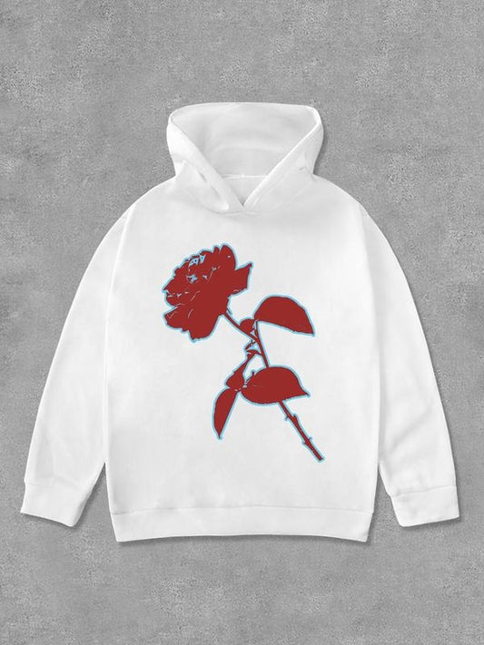 Women's Floral Print Hoodie, Casual Long Sleeve Hooded Sweatshirt for Fall & Winter, Women's Clothes for Daily Wear