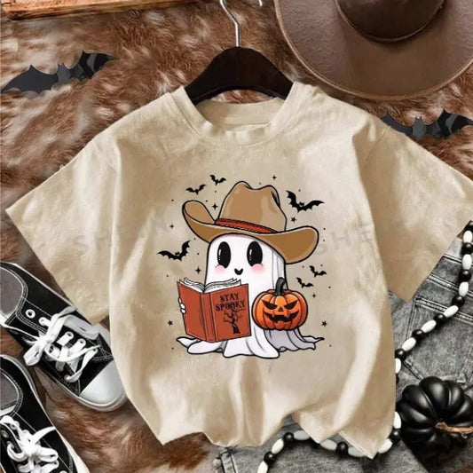 Women's Halloween Themed Ghost & Pumpkin Shirt, Ghost With The Most Shirt