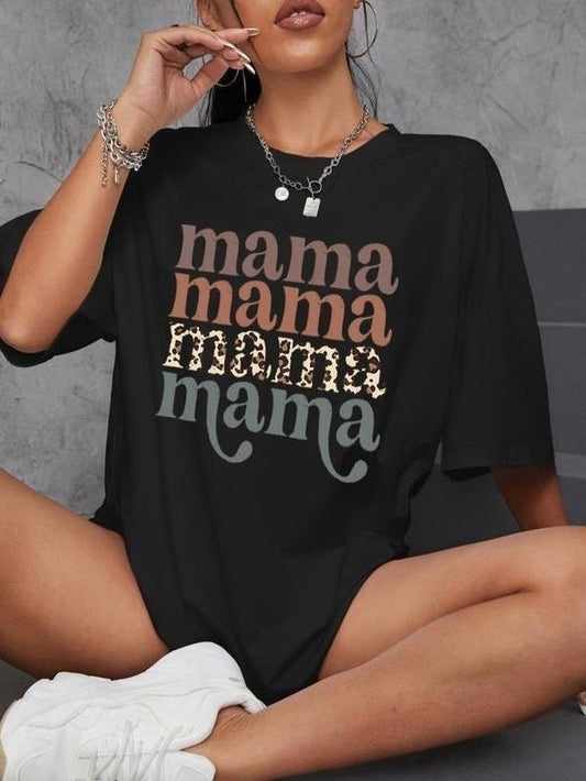 Women's Letter Print Drop Shoulder Crewneck Tee, 2024 Trendy Women Outfits, Casual Half Sleeve Round Neck T-shirt for Summer, Women's Top for Daily Wear, Comfort Womenswear Going Out Top, Lady Streetwear Tshirt, Women's Clothing Underwear Baggy
