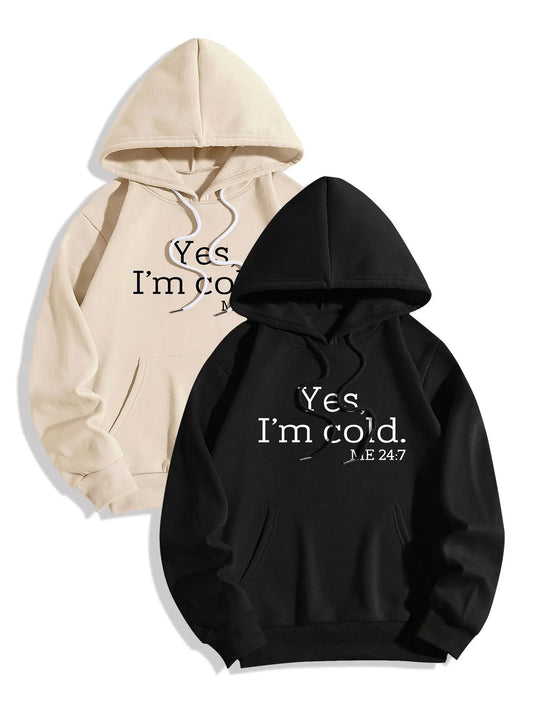 Women's Letter Print Drop Shoulder Hoodie, Fashion Casual Drawstring Pocket Hooded Sweatshirt for Daily Holiday Outdoor Wear, Women Clothing for Fall & Winterstyle{n002}3
