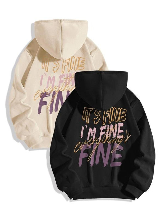 Women's Letter Print Pocket Drawstring Hoodie, Casual Long Sleeve Hooded Pullover for Fall & Winter, Women's Clothes for Daily Wear