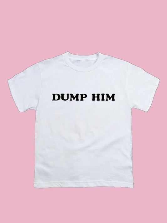 Women's Letter Print Round Neck Crop Tee, Vintage Trendy Casual Short Sleeve Crop T-shirt for Daily Wear, Ladies All Seasons Outfit