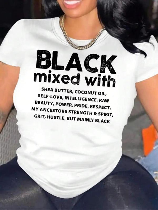 Women's Letter Print Round Neck Graphic Tee, Trendy Casual Short Sleeve T-shirt For Daily Wear, Ladies Summer Outfit