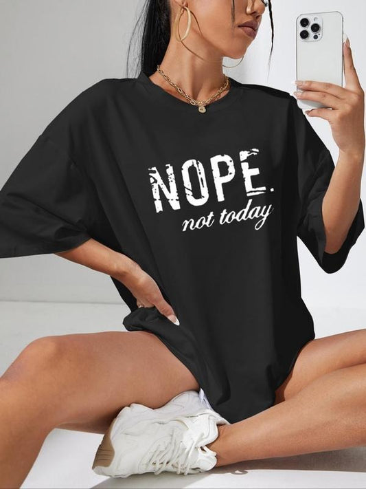 Women's Letter Print Round Neck Graphic Tee, Vintage Trendy Casual Drop Shoulder Half Sleeve T-shirt For Daily Wear, Ladies Summer Outfits