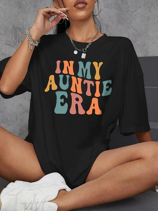 Women's Letter Print Round Neck Graphic Tee, Vintage Trendy Casual Short Sleeve T-shirt For Daily Wear, Ladies All Seasons Outfitstyle{n002}4