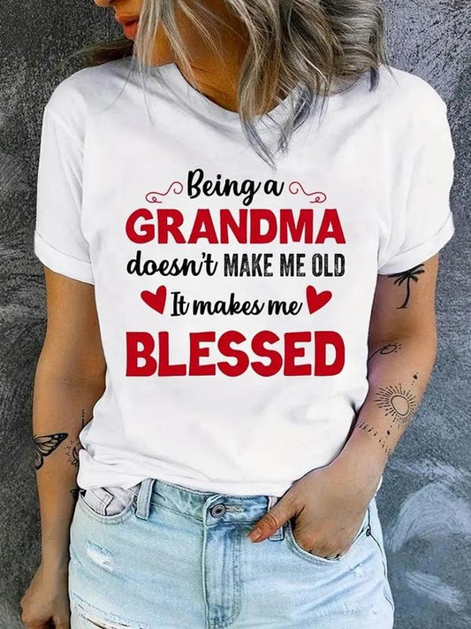 Women's Letter Print Round Neck Graphic Tee, Vintage Trendy Casual Short Sleeve T-shirt For Daily Wear, Ladies All Seasons Outfitstyle{n002}9