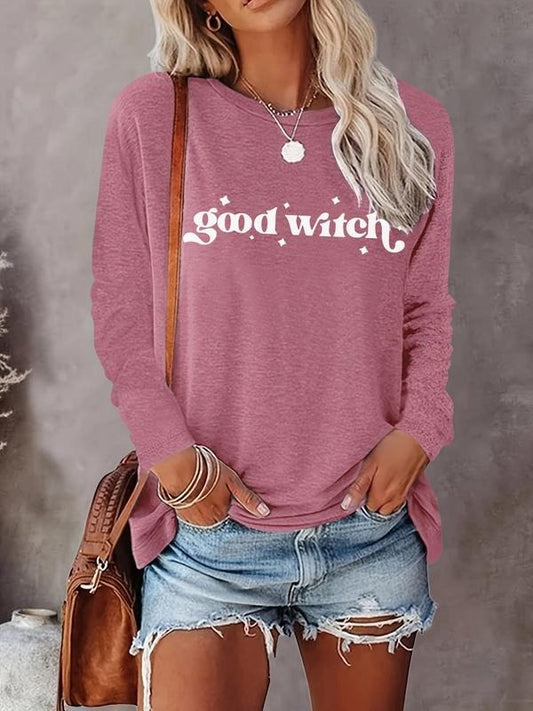 Women's Letter Print Round Neck Tee, Casual Long Sleeve Crew Neck T-shirt for Daily Wear, Ladies Clothes for All Seasonsstyle{n002}4