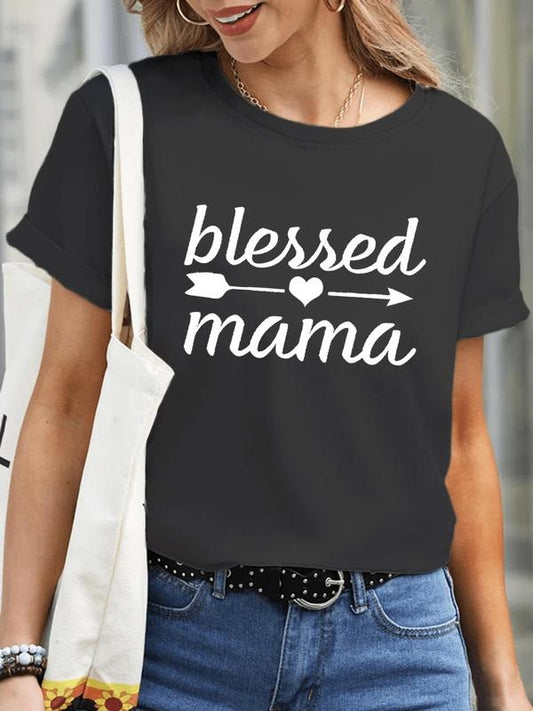 Women's Letter Print Round Neck Tee, Summer Clothes Women, Casual Short Sleeve Crew Neck Graphic T-Shirt for Summer, Women's Top for Daily Wear