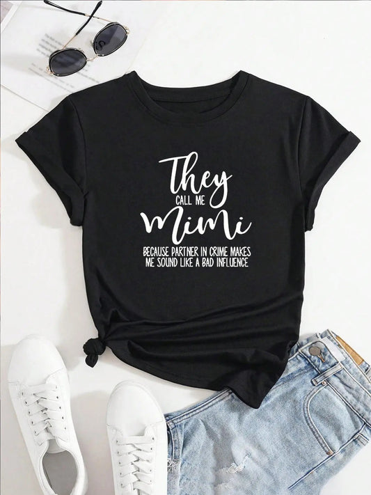 Women's Letter Print Round Neck Tee, Trendy Casual Short Sleeve T-shirt for Daily Wear, Ladies Outfitstyle{n002}2