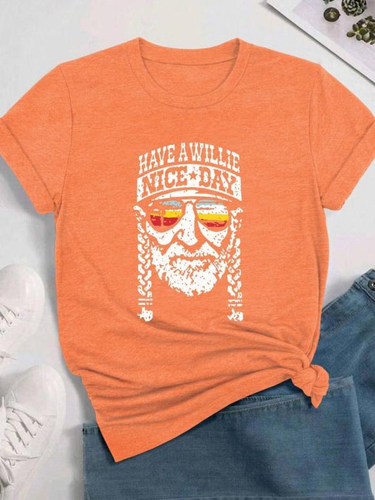 Women's Letter Print Round Neck Tee, Vintage Trendy Casual Short Sleeve T-shirt for Daily Wear, Ladies All Seasons Clothes