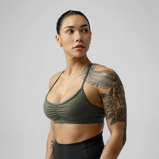 Women's Strive Bra - Lightweight Breathable Sports Bra with Adjustable Straps, Plain Pattern - Summer Season