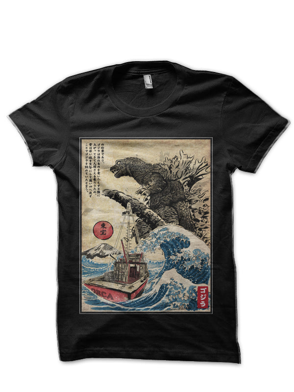Woodblock Orca in Japan Black T-Shirt Hoodie, Sweatshirt | CoreVibeTees.com