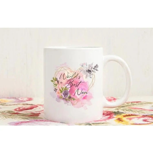 Worlds best Nanny mug,Two-tone mug,Watercolour design, Nanny gift,Nan gift,Mothers day,Birthday gift,Gift ideas,Gift for her by StormCandyCo
