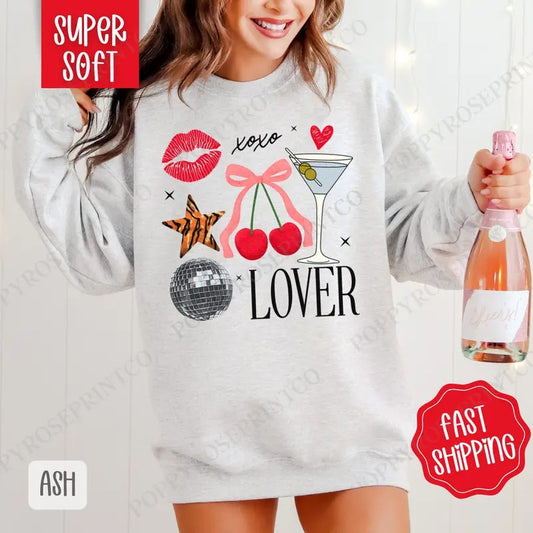 Xoxo Lover Sweatshirt, Valentine's Day Crewneck, Cute Women's Sweater