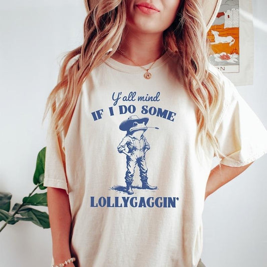 Y'all Mind If I Do Some Lollygagging Tshirt, Funny Frog Graphic Shirt, Cute Funny Frog Tee, Frog Lovers Tee, Retro Women Clothing Top Womenswear
