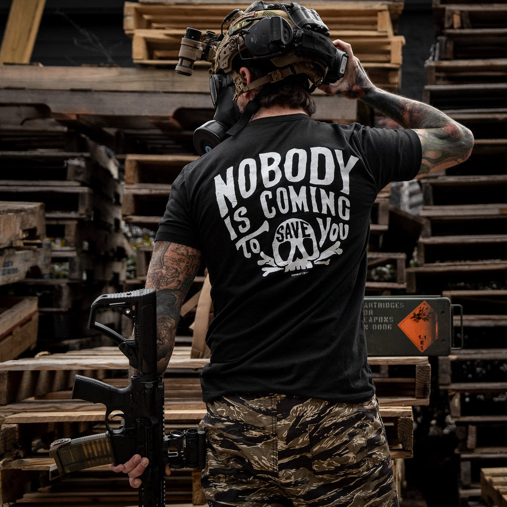 Nobody Is Coming To Save You Skull Men's T-Shirt Hoodie, Sweatshirt | CoreVibeTees.com (Image 2)
