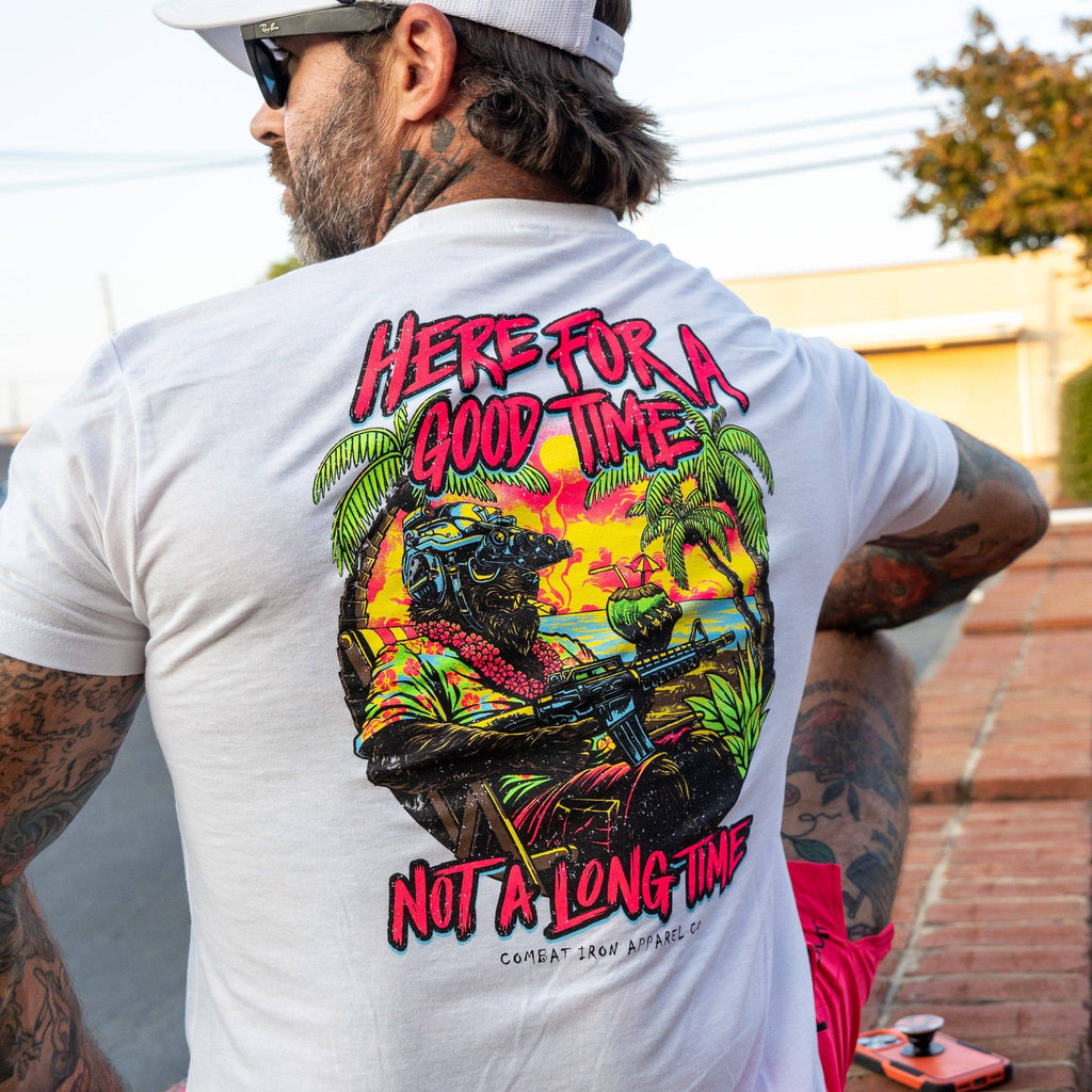 Here For A Good Time. Not A Long Time. Retro Summer Edition Men's T-Shirt Hoodie, Sweatshirt | CoreVibeTees.com (Image 5)