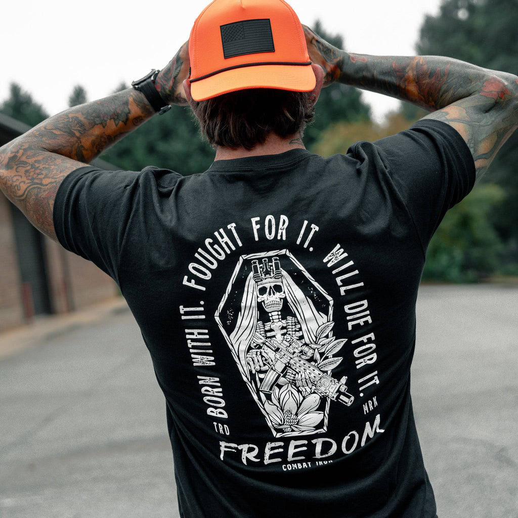 Born with it. Fought for it. Will Die for it. Freedom Men's T-Shirt Hoodie, Sweatshirt | CoreVibeTees.com (Image 2)