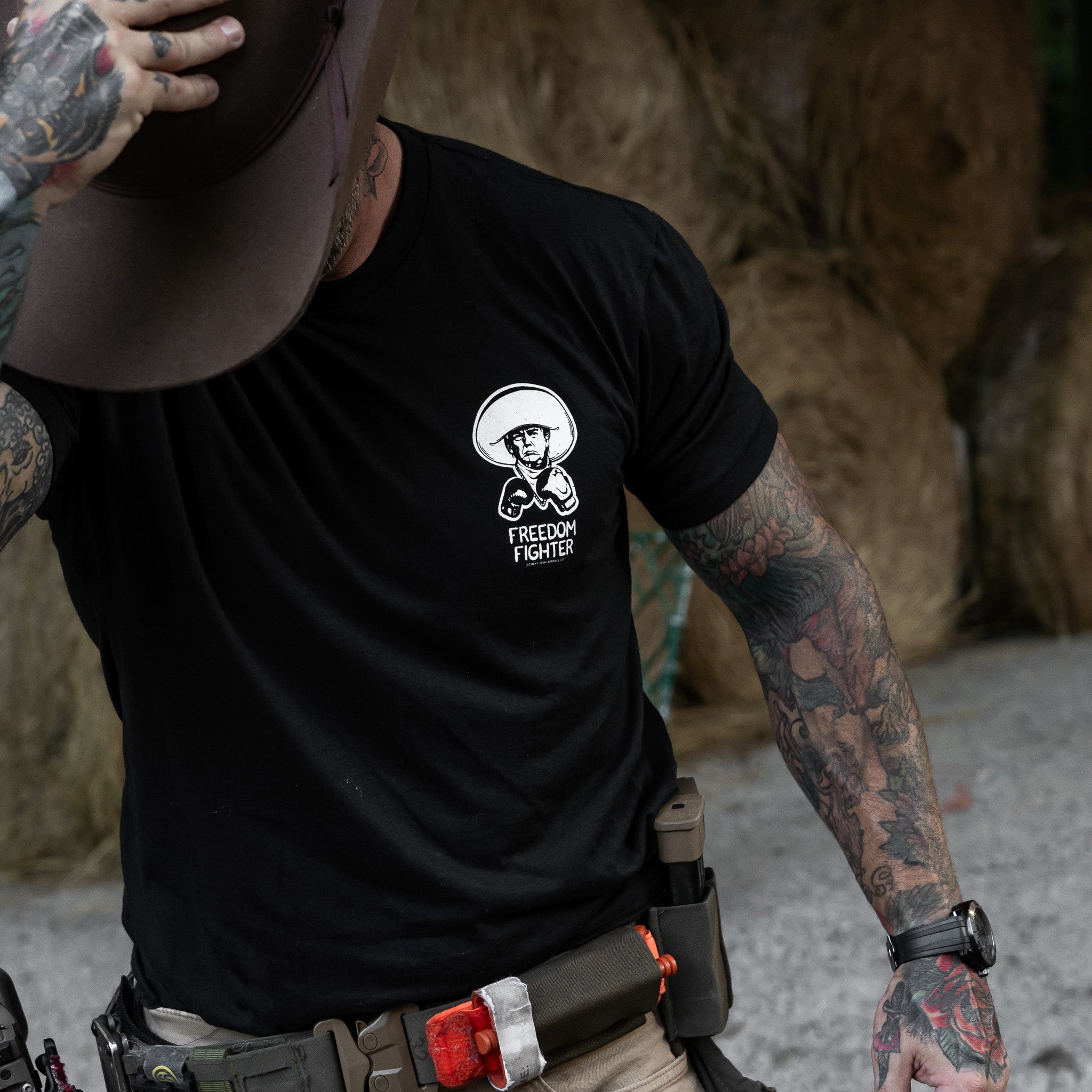 Freedom Fighter Cowboy President Trump Men's T-Shirt Hoodie, Sweatshirt | CoreVibeTees.com (Image 5)
