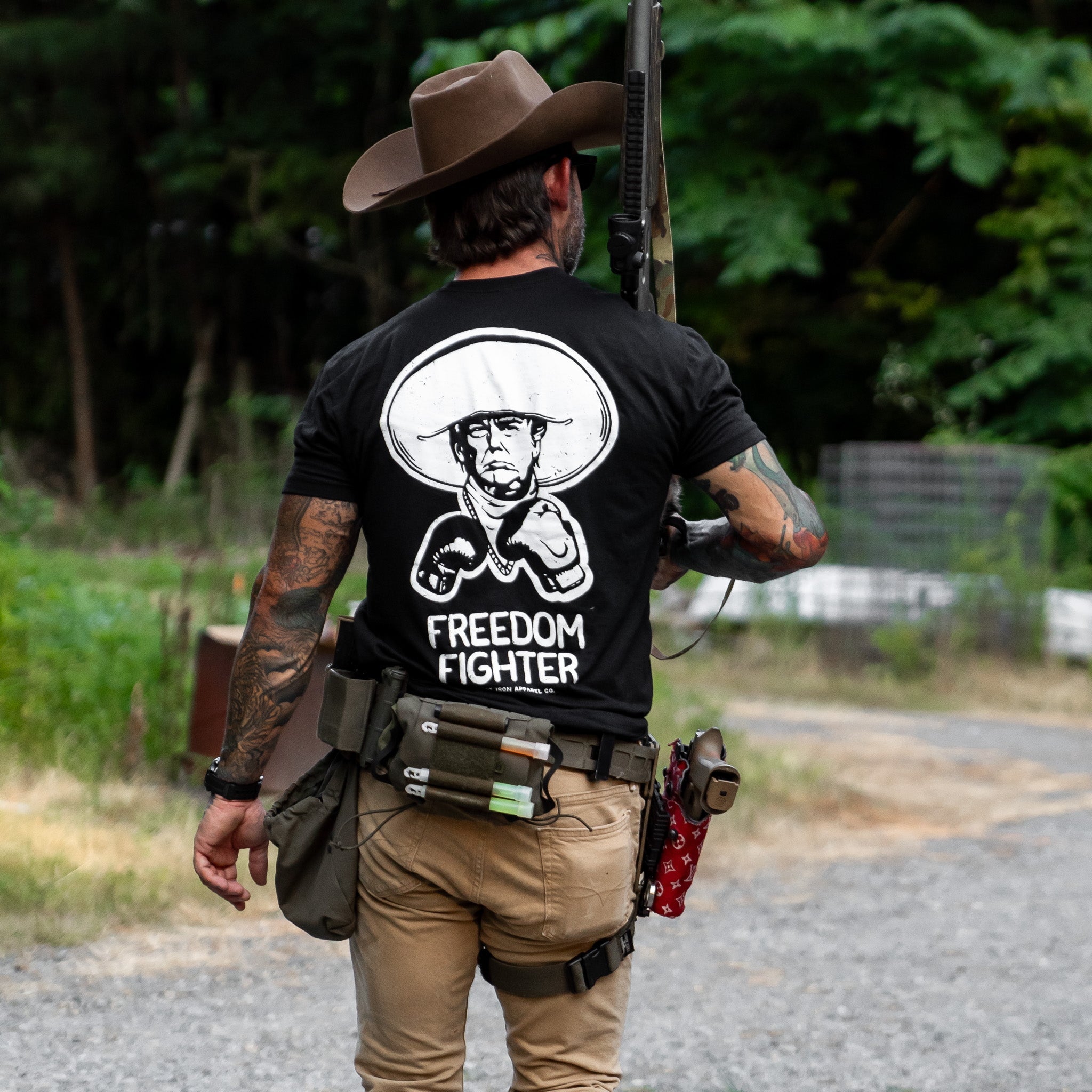Freedom Fighter Cowboy President Trump Men's T-Shirt Hoodie, Sweatshirt | CoreVibeTees.com (Image 3)
