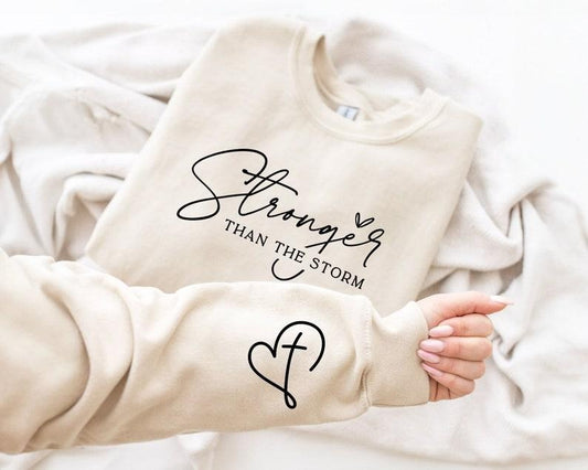 You Are Stronger Than The Storm  Sweatshirt, Boho Self Care, Motivational Sweatshirt,  Trendy Shirt, Positive Daily Affirmations Sweatshirt,    Hoodie and Sweater; T-shirt Cotton Menswear