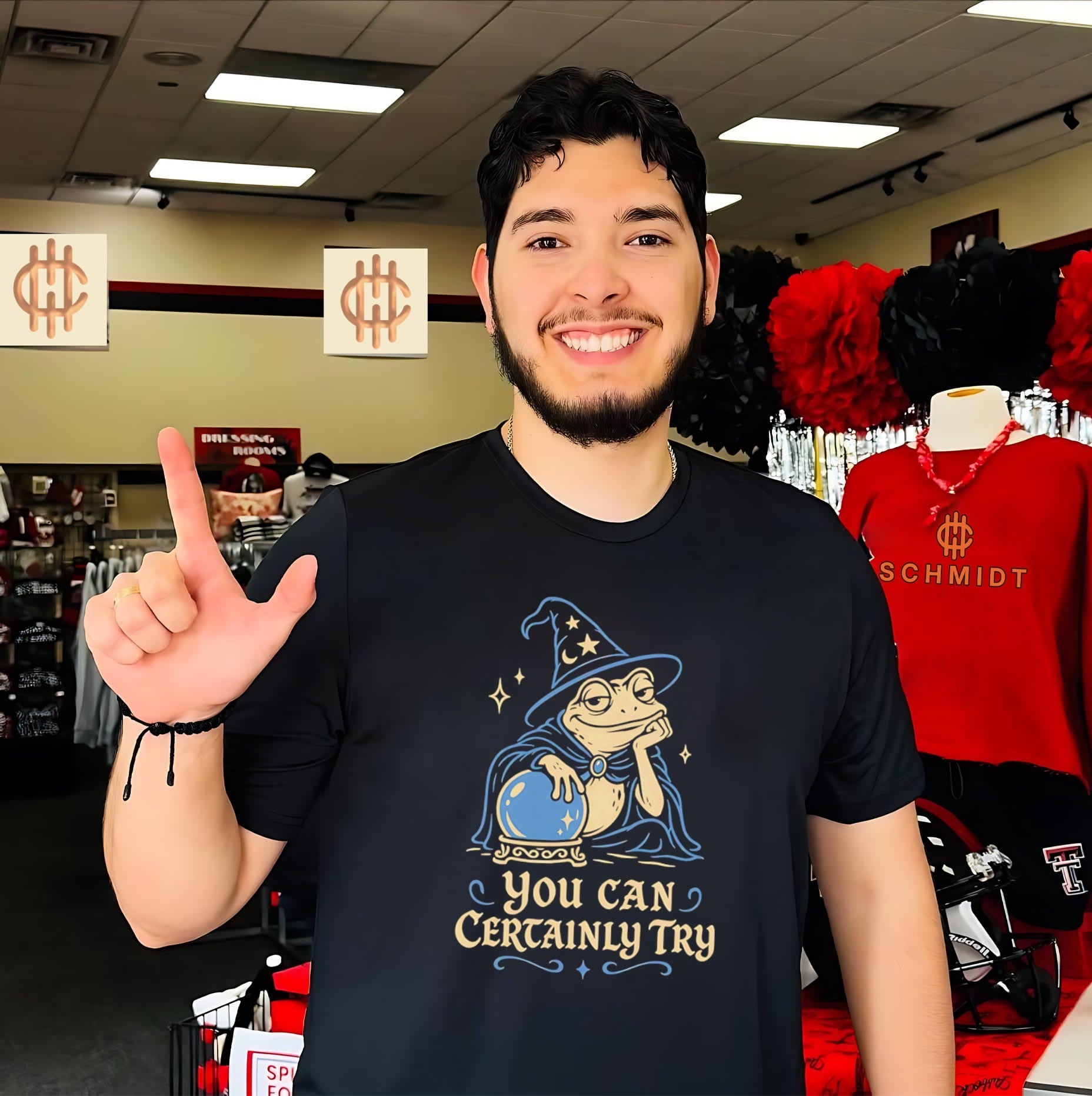 You can certainly try frog wizard shirt