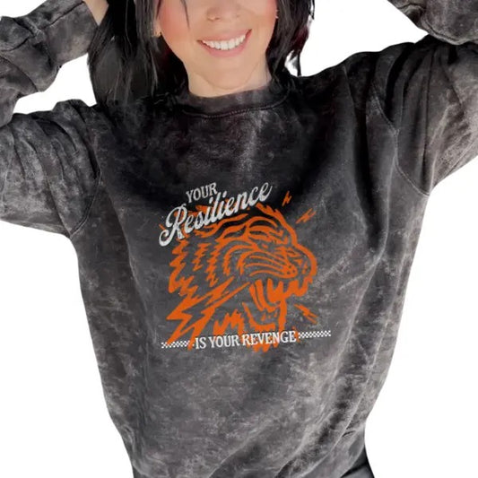 'Your Resilience is Your Revenge' Mineral Wash Crewneck Sweatshirt, T Shirt, or Hoodie Aesthetic Pullover | Punk Rocker Style