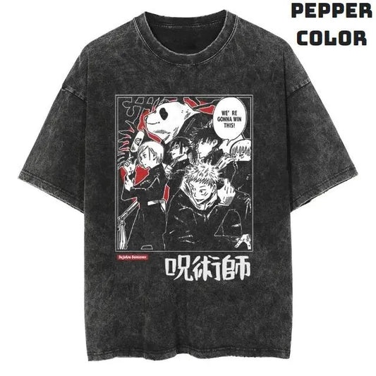 Yuji, Megumi, Nobara, Maki, Toge, Panda Team Vintage T-Shirt, Sukuna Shirt, Satoru Merch, Jujutsu Kaisen Shirt, Anime Manga Shirt, Unisex T-Shirt, Gift For Fan Anime, Top Menswear Underwear Streetwear Sweatshirt, Hoodie, Comfort Colors