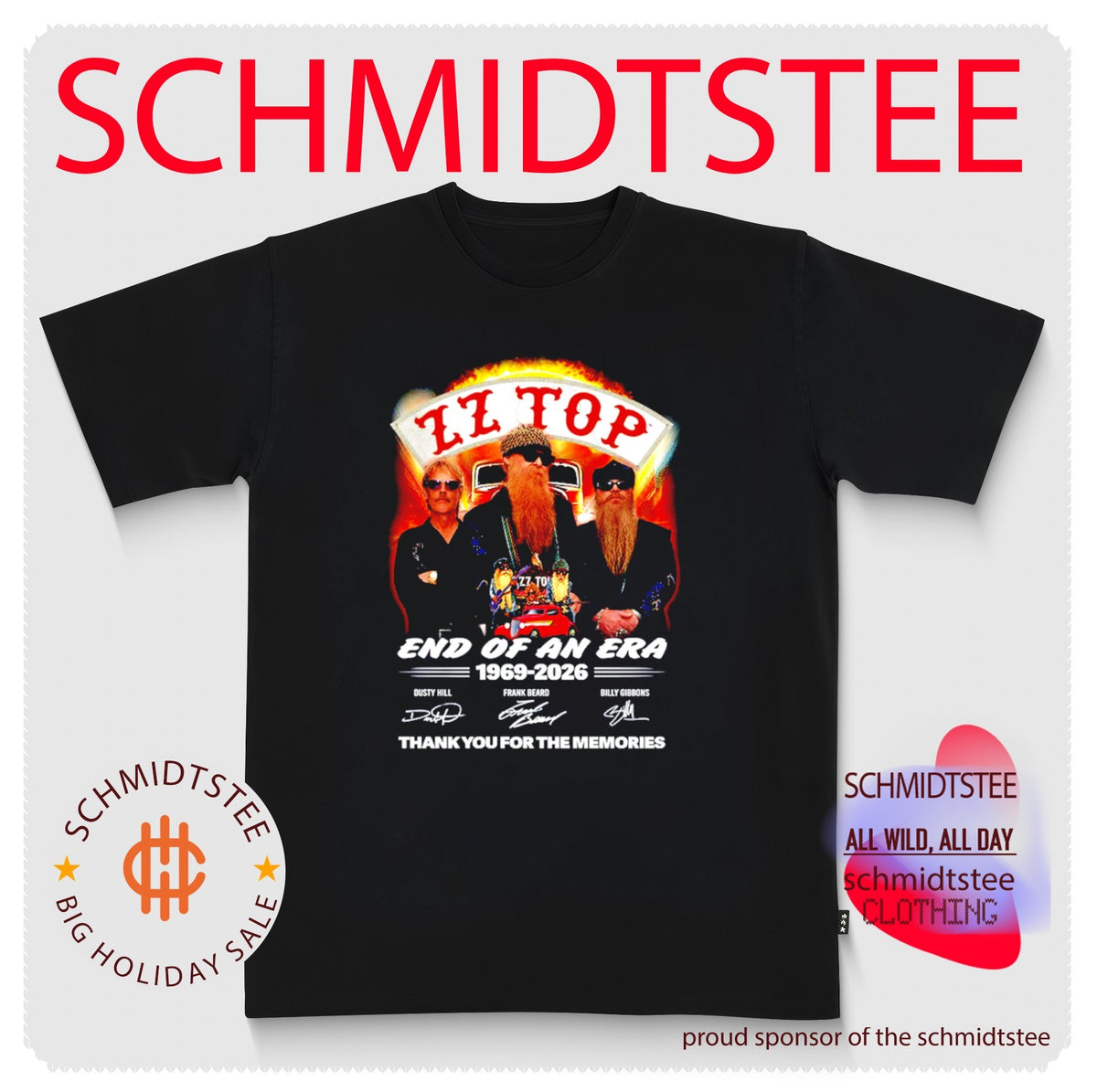 ZZ Top End of an Era 1969-2026 Dusty Hill Frank Beard Billy Gibbons Signature shirt